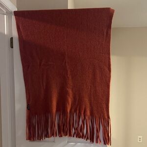Anthropologie Terracotta Fringed Wrap Scarf